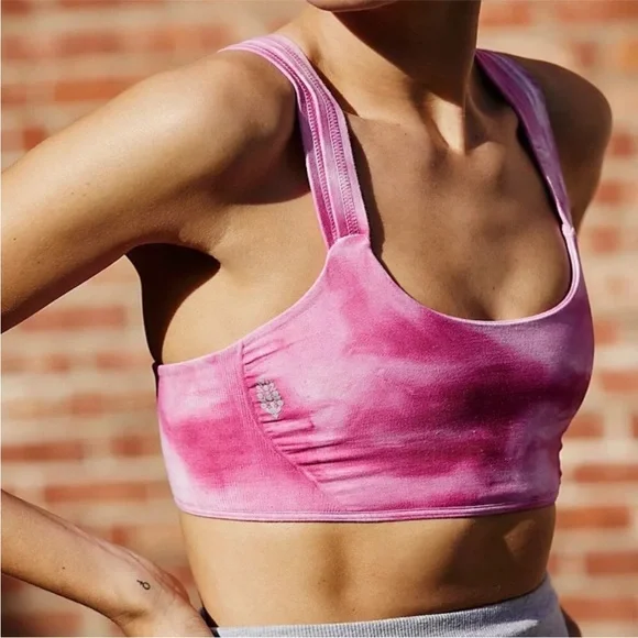 Free People Movement Pink Tie Dye Seamless On The Radar Sports Bra XS - Picture 2 of 13